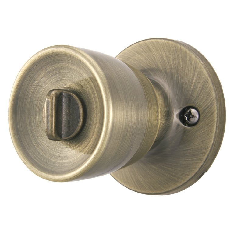 Brinks, Keyed Entry Tulip Doorknob, Antique Brass Finish, Twin Pack 