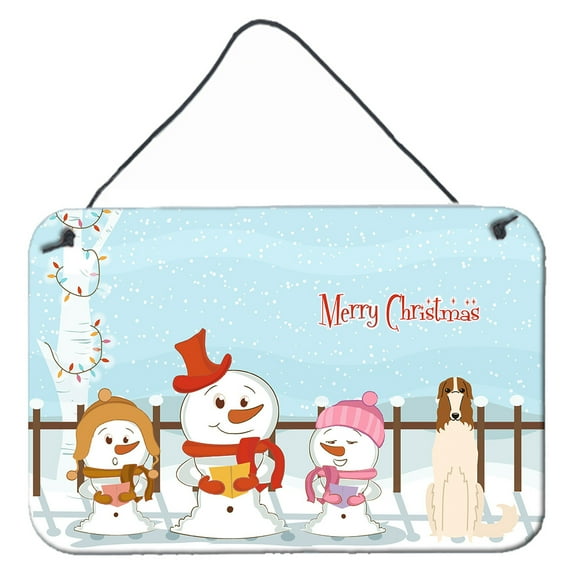 Carolines Treasures BB2354DS812 Merry Christmas Carolers Borzoi Wall or Door Hanging Prints  8x12 multicolor