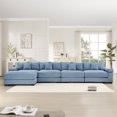 thumbnail image 2 of 168" Modern Corduroy Sectional Couches for Living Room, Comfortable Large L Shaped Couch with Chaise Sofa, Blue 4 Seater Sofa with 1 Ottoman for Flexible Layout, Muebles para la Sala, 2 of 10