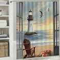thumbnail image 6 of Shiartex Fall Decor Beach Lighthouse Printed Shower Curtain Set Waterproof Polyester Fabric Bathroom Decor with Hooks 60x72, 6 of 7