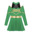 thumbnail image 5 of TiaoBug Women's School Musical Party Dress Halloween Cheerleading Costume Fancy Dress Cosplay Uniform Dresses Green XL, 5 of 7