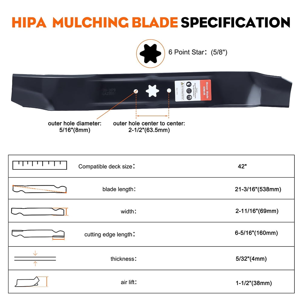 942-0616A 42-Inch Mulching Mower Blades – 3-in-1 for Cub Cadet, Troy-Bilt Bronco/Pony, MTD Riding Lawn Tractors