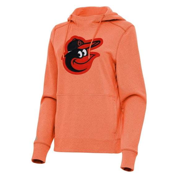 Women's Antigua Heather Orange Baltimore Orioles Justice Pullover Hoodie