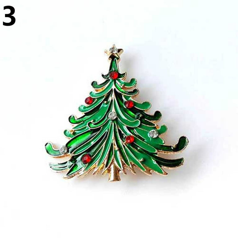 Besufy Women Vintage Colored Christmas Tree Rhinestone Brooch Pin Wedding Party Jewelry, Women's, Size: One Size