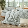 thumbnail image 4 of NAYOROOM 100% Organic Cotton Gingham Duvet Cover King Set, 3-Piece Linen Like Textured Breathable Soft Bedding Cover（Sage Green Gingham）, 4 of 10