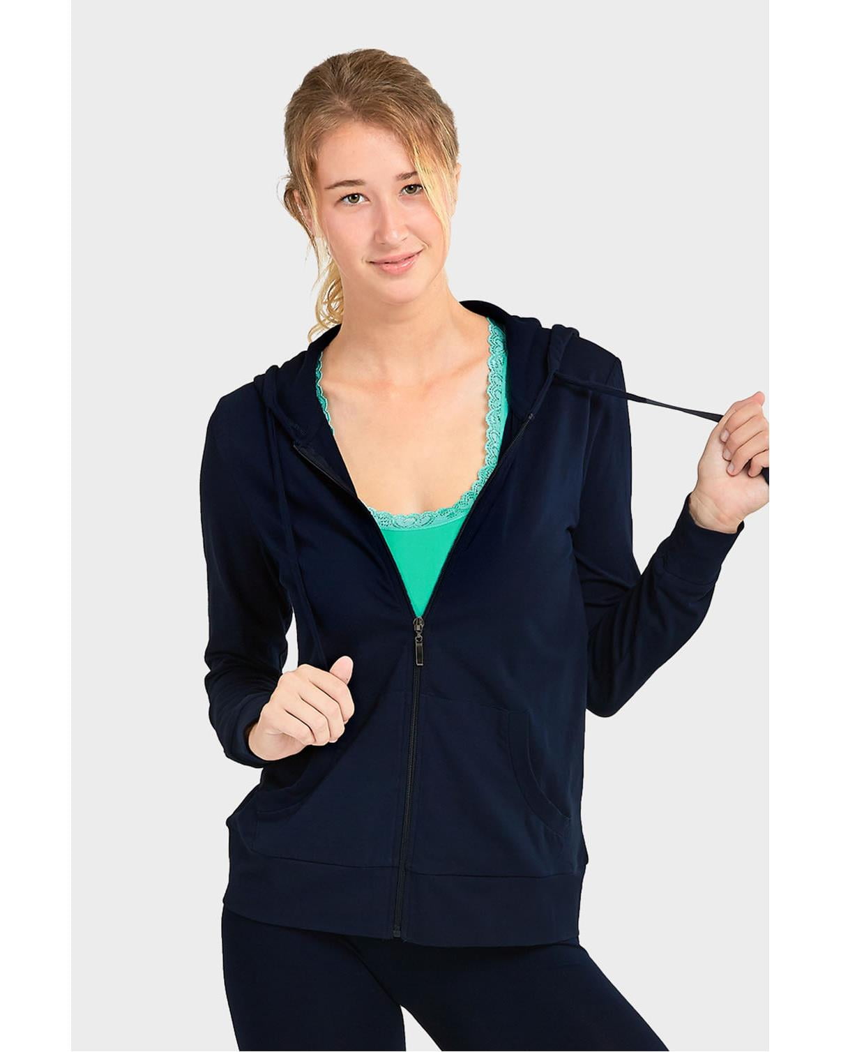 sofra women's thin cotton zip up moletom com capuz jacket