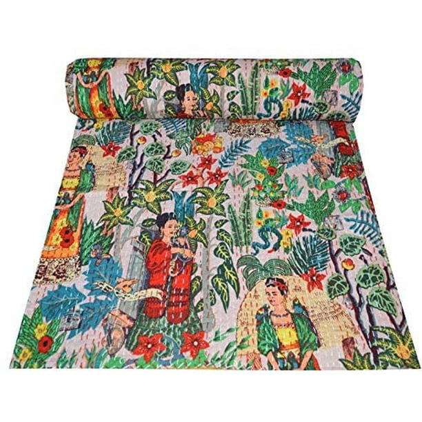 Indian Handmade Cotton Twin Size Kantha Quilt