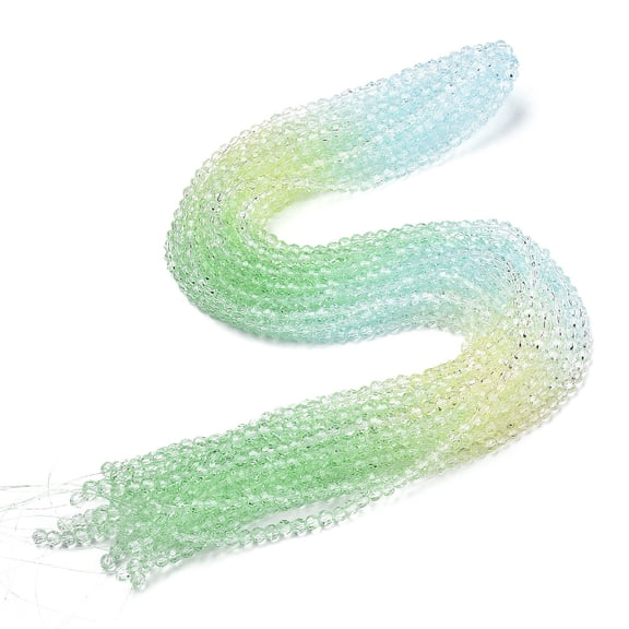 Transparent Glass Beads Strands Segmented Multi-color Beads Faceted(32 Facets) Round Light Green 4~4.5mm Hole: 1mm 90~95pcs/strand 13.98''(35.5cm)