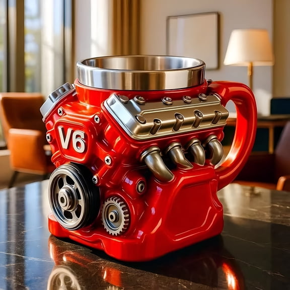 ACDANC Engine Coffee Mug,Engine Themed Coffee Cups,15Oz Engine Themed Mug,Personalized Coffee Mug with Insulated Handle for Car Lovers Gifts,Mechanics,Birthday,Christmas 1Pcs