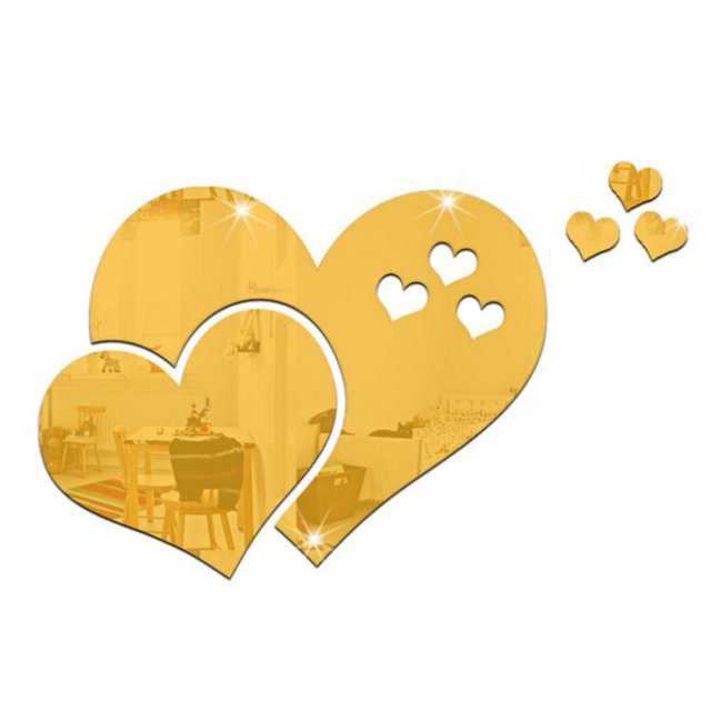 Wdftyju Pegatinas de pared de espejo 3D Love Heart Decal DIY Home Dormitorio Art Decor (Oro) Wdftyju 1ah7sr9pw9kq2dl4D02