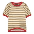 thumbnail image 3 of Graphic Tees for Women T-Shirts Summer Tops Casual Crewneck Short Sleeve Striped Knitted T Shirt Bronze XL, 3 of 4