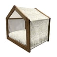 thumbnail image 2 of Christmas Pet House, New Year's Eve Xmas Celebration Doodle Style Swirls Stars and Snowflakes, Outdoor & Indoor Portable Dog Kennel with Pillow and Cover, 5 Sizes, Yellow and Sepia, by Ambesonne, 2 of 5