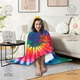 thumbnail image 4 of Wearable Blanket,Colorful Tie Dye Pattern Hooded Wearable Flannel Blanket for Adults & Teens,Winter Poncho Shawl Wrap Cape Cozy Anti-Pill,50"x60", 4 of 5
