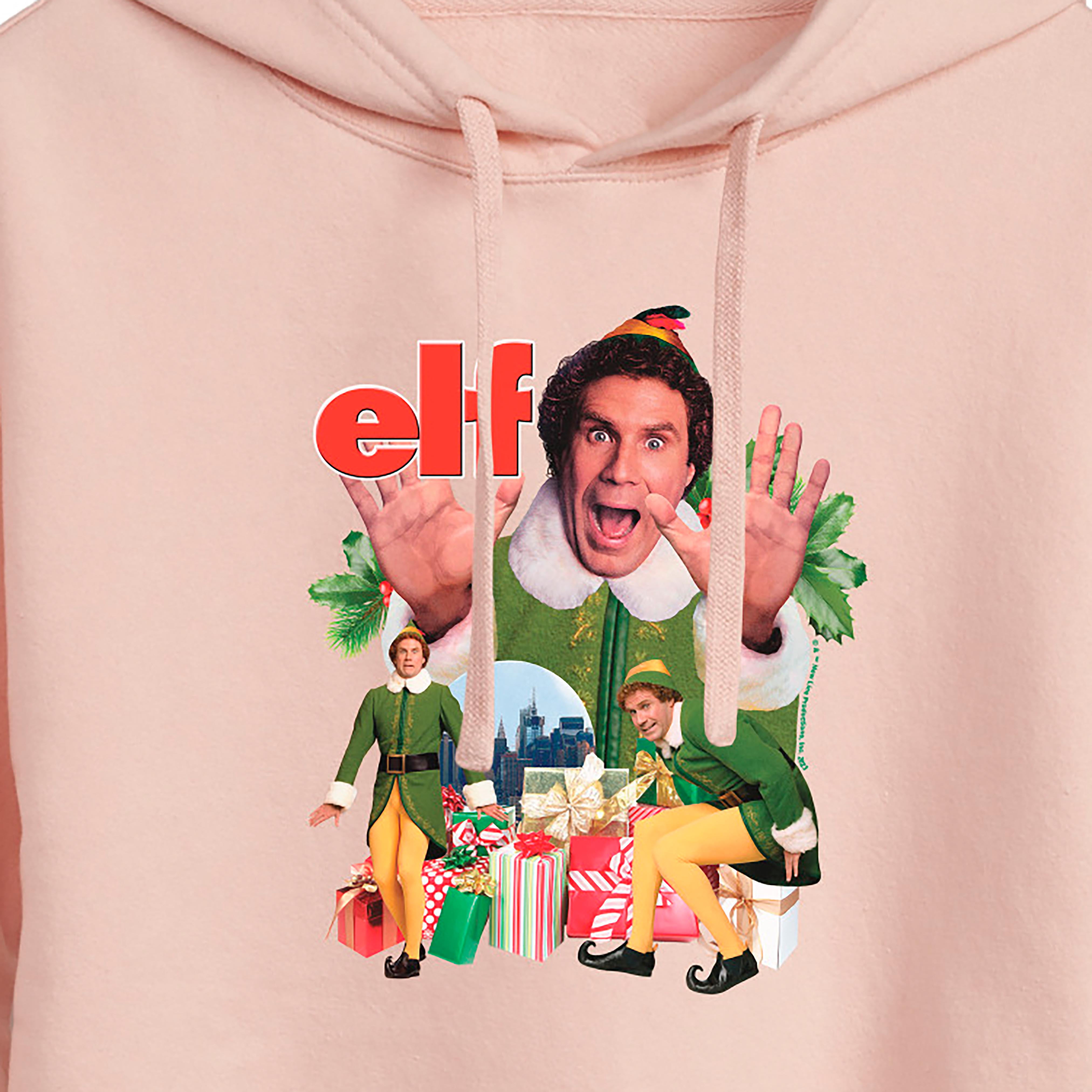ELF - Christmas Excited Buddy - Juniors Cropped Pullover Hoodie