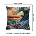 thumbnail image 4 of nygtbtfer Throw Pillow Covers with Zipper The Great Wave Off Kanagawa Painting with Sunset and Fujisan Mount Blue Orange Velvet Soft Comfortable Sofa Couch Bed Square Pillow White, 4 of 7