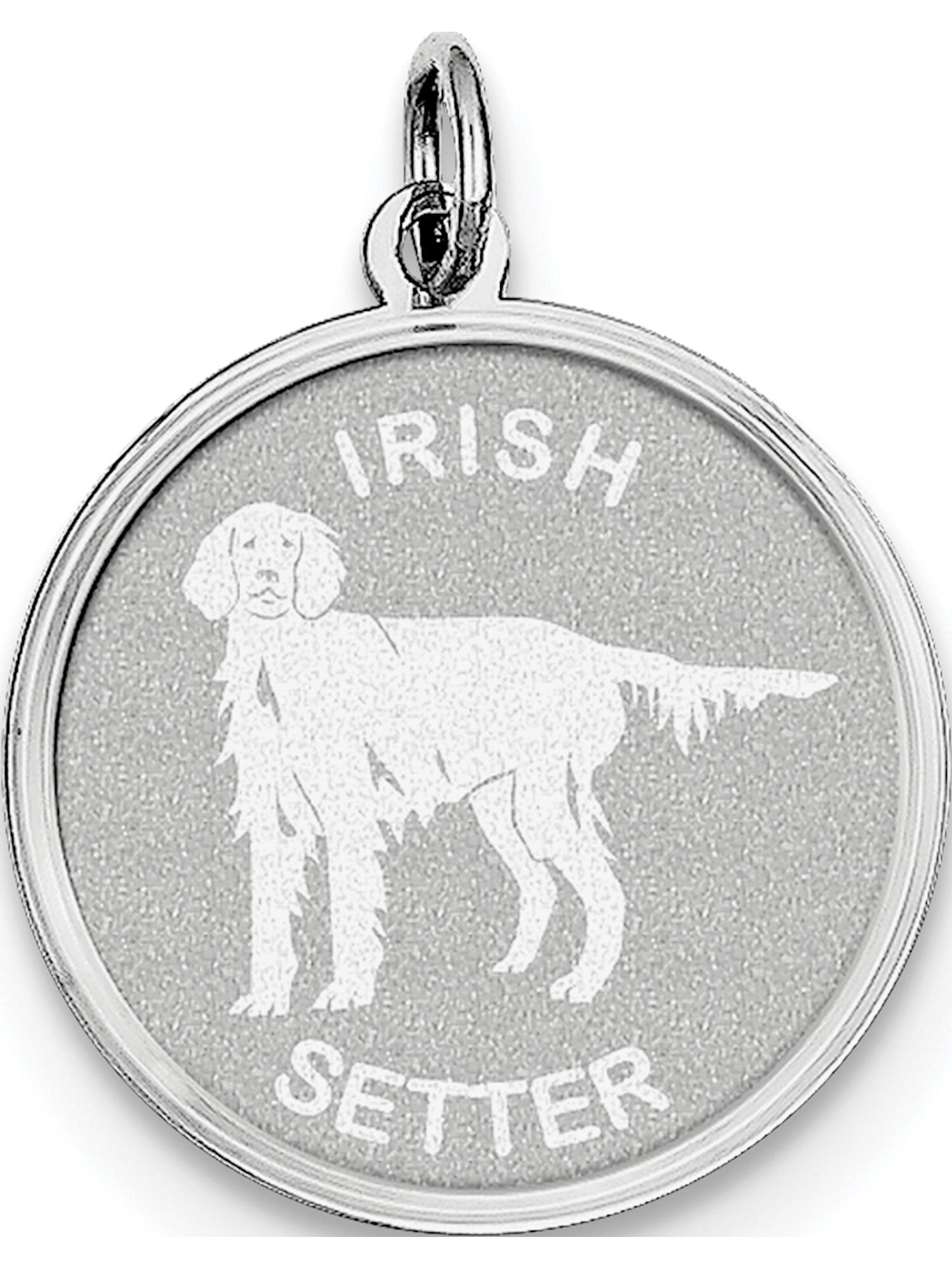 925 Sterling Silver Rhodium-plated Cocker Spaniel Disc Charm