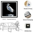 thumbnail image 2 of Moonow7 White Egret Wildlife Wall Art Picture – Framed Bird Print, Small Minimalist Animal Artwork for Bedroom, Coastal Wall Decor for Living Room, Modern Zen Home Aesthetic, Size 12x12″, 2 of 14