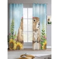 thumbnail image 2 of Groundhog Day Sheer Curtains 84 Inch Length 2 Panels Set for Living Room/Bedroom, Sunflower Spring Floral Botanical Blue Kitchen Curtains Grommet Semi-Sheer Curtains Window Treatments 52"x84"x2, 2 of 7