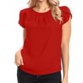 thumbnail image 4 of Bixock Summer Shirts for Women Tank Tops Solid Color Crew Neck Short Sleeve Chiffon Casual Blouse Dress Vacation Clothing, 4 of 6