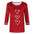 thumbnail image 4 of ICHUANYI Valentine's Day Love Heart Shirts for Women Graphic Crewneck 3/4 Sleeve Plus Size Tops Cute Loose Fit Three Quarter Casual Dressy Blouses, 4 of 5