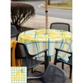 thumbnail image 5 of Outdoor Tablecloth with Umbrella Hole for Patio/Picnic/Party/Camping, Summer Lemon Watercolor Waterproof Table Cloth Square Cover Washable, Yellow Blue Line Checkered (54"x 54"), 5 of 8