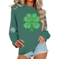 thumbnail image 4 of LEKWK St.Patricks Day Shirts Women Regular Fit Crew Neck Sweatshirts Long Sleeve Tops Distressed American Flag Shamrock Print Casual Wear, 4 of 6