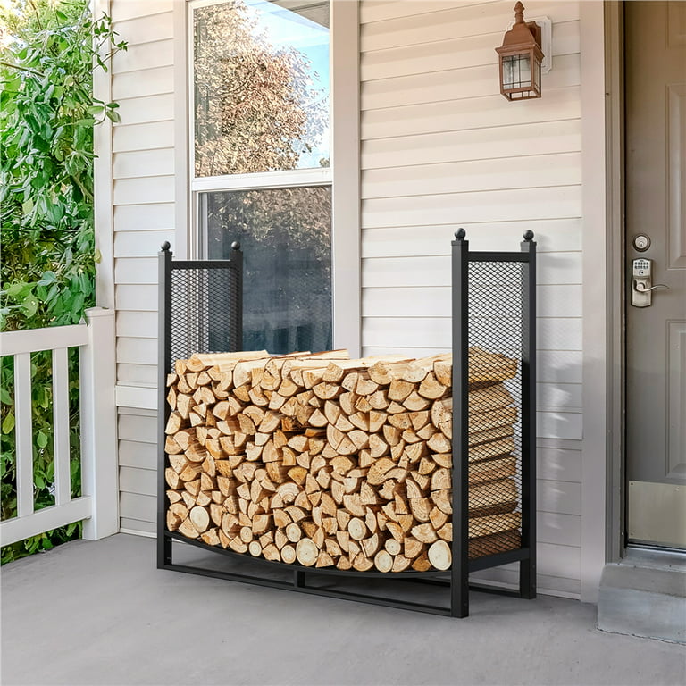 Neo 120cm Outdoor Metal Log Holder Storage Rack with Cover - Neo
