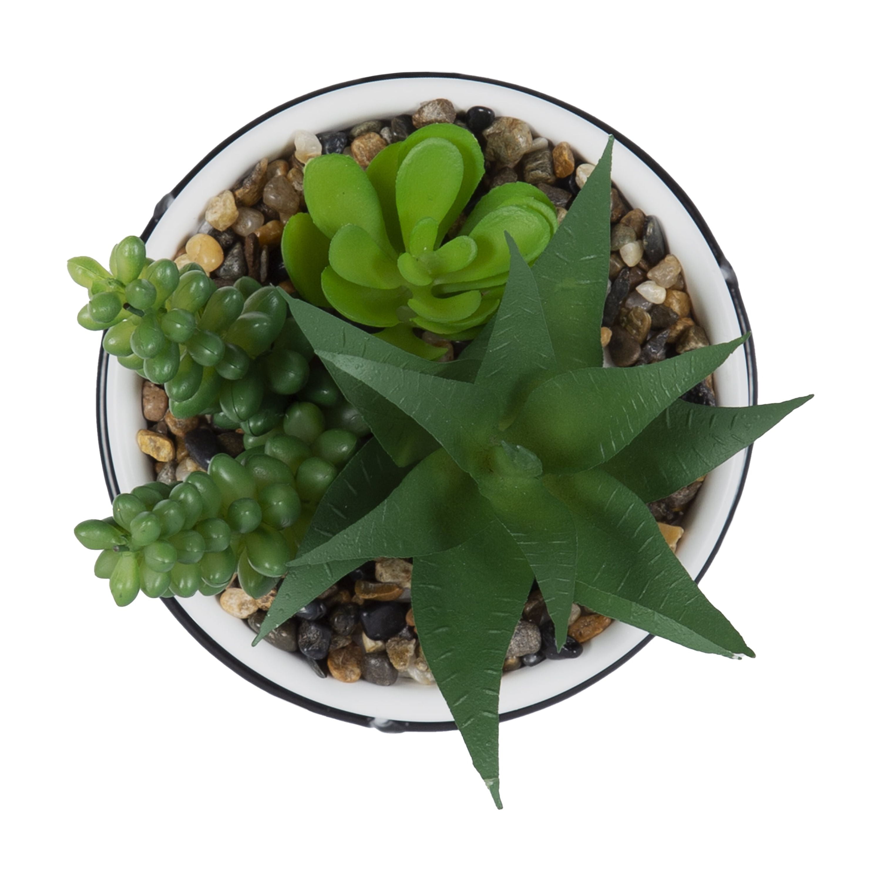 (6 pack) Mainstays 6.5 in Artificial Agave and Sedum Succulents in Ceramic Planter, Multicolor