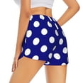 thumbnail image 2 of Uemuo Navy And White Polka Dot Pattern Women's Athletic Shorts High Waisted Running Shorts with Liner Pockets Gym Elastic Workout Shorts-Medium, 2 of 9