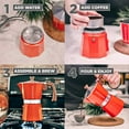 thumbnail image 5 of Milano Stovetop Espresso Maker 3 Cup Red with Battery Milk Frother Bundle for Lattes, 5 of 8