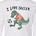 thumbnail image 4 of Inktastic I Love Soccer-Dinosaur in Orange Long Sleeve Youth T-Shirt, 4 of 5