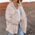 thumbnail image 6 of asdoklhq Womens Plus Size Coats Clearance Women Cozy Long Sleeve Faux Solid Buttons Fake Pokets Teddy Woolen Fleece Jacket Cardigan Coat, 6 of 9