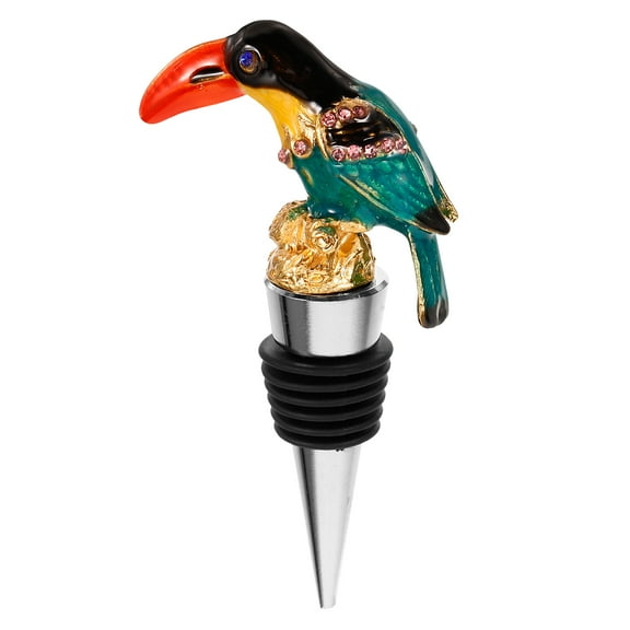HOMEMAXS 1Pack Zinc Alloy Multi Toucan Shape Decorative Wine Bottle Stopper for Home Use and Gifting 4.13X2.24X1.06In