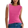 thumbnail image 3 of Fanxing Hot Pink Womens Tank Tops M Loose Casual Summer Tops Crew Neck Basic Sleeveless Shirts Trendy 2025 （Women's S-L), 3 of 8