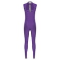 thumbnail image 4 of TiaoBug Women Figure Skating Bodysuit Sleeveless Dance Unitards Gymnastics Athletic Jumpsuit Tumbling Outfits Purple S, 4 of 5