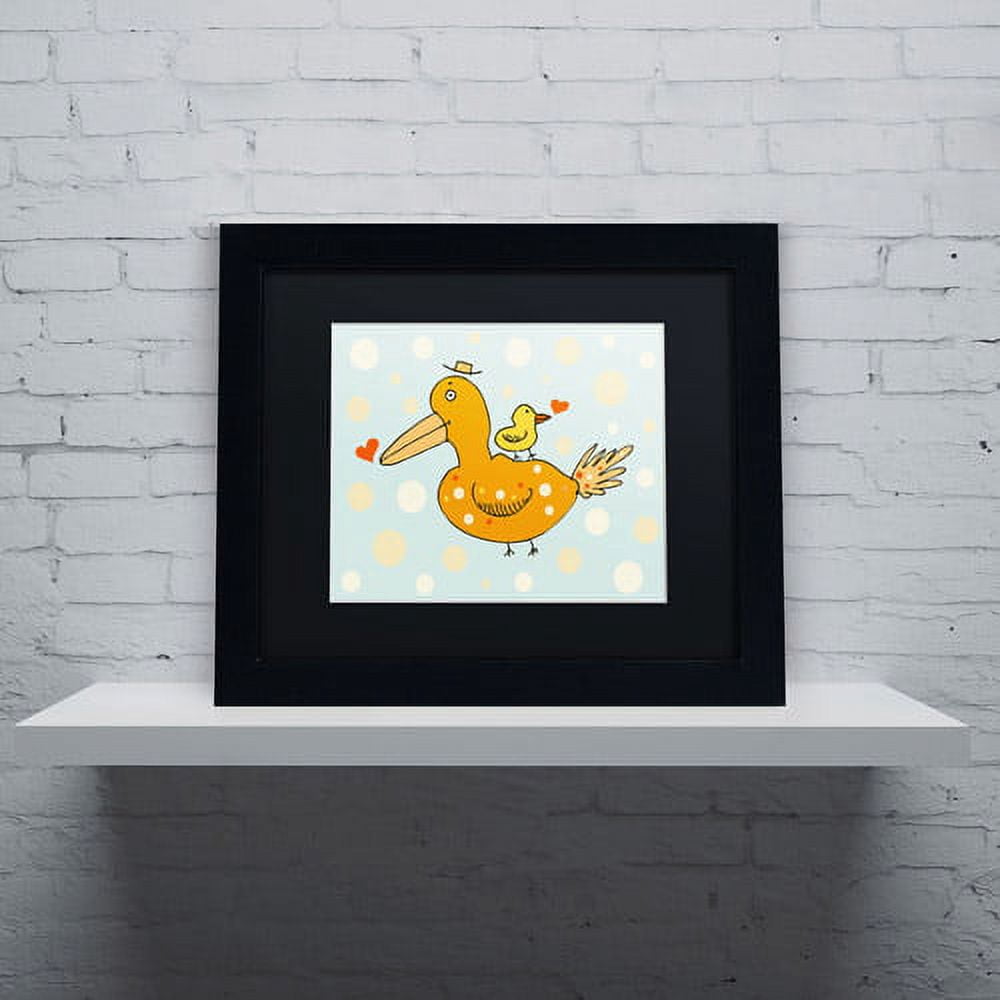 Carla Martell 'Bird and Baby' Black Matted Framed Art