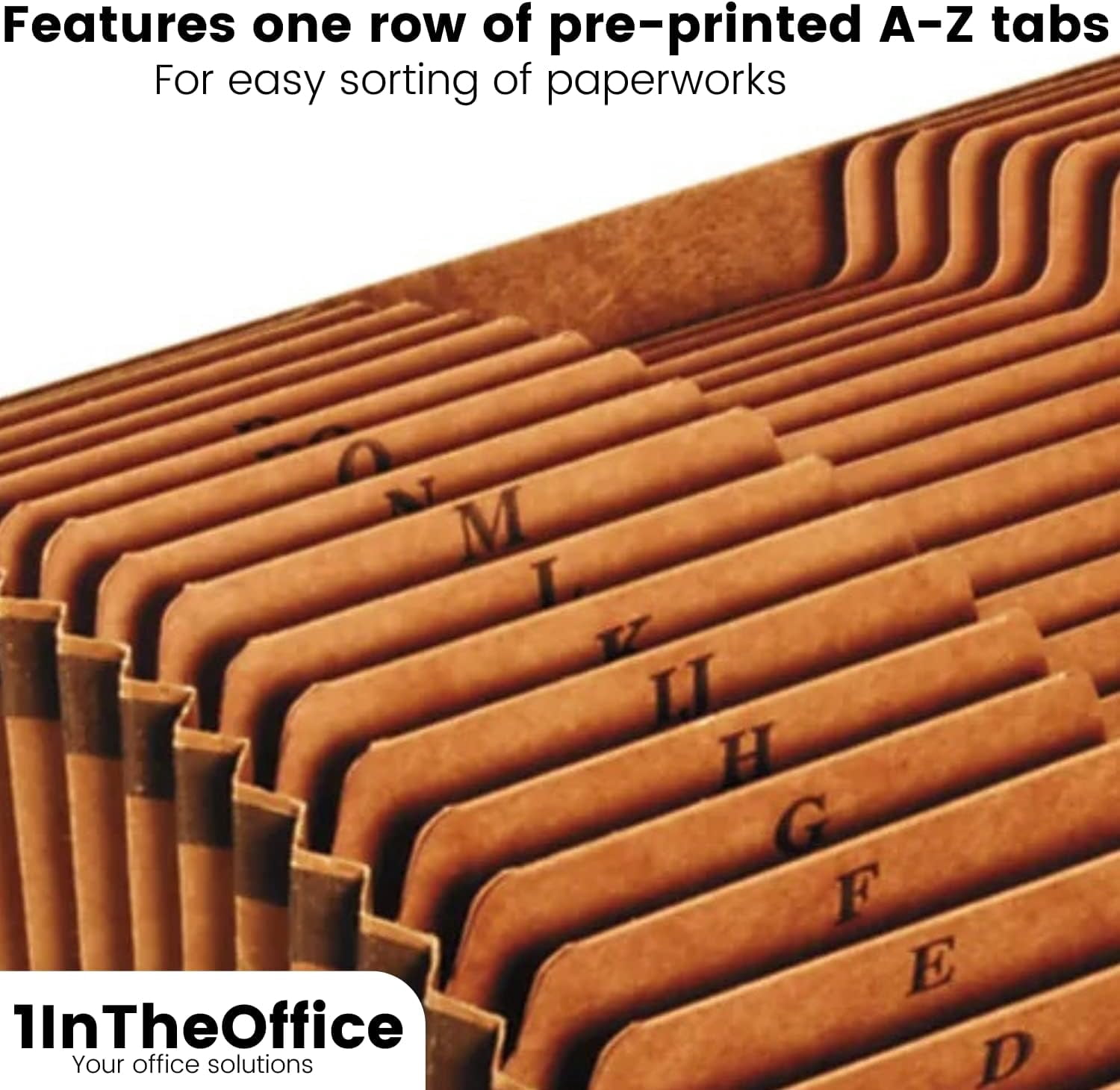 1InTheOffice Expanding File Folder A-Z, Alphabetical File Organizer, Accordion File Organizer, 21-Pocket Expanding File Folder, Letter Size