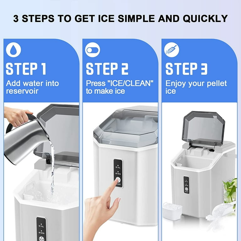 LHRIVER Nugget Ice Maker Coutertop,Pebble Ice Maker Machine with One-Click  Operation,Compact Crushed Ice Maker,Self-Cleaning,33Lbs/Day for Home