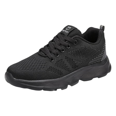 Fauean Womens Sneakers Fashionable Simple Flat Bottom Comfortable Lace up Casual Shoes Black Size 37