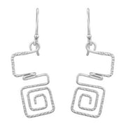 Meander Greek Key Maze Sterling Silver Dangle Earrings