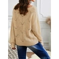 thumbnail image 4 of Asyoly Women Casual Crewneck Cable Knit Sweater Loose Bawting Long Sleeve Jumper Pullover, 4 of 6