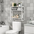 thumbnail image 6 of Bamworld Bathroom Shelves Bathroom Organizer Adjustable 3 Tiers Bamboo Floating Shelf over the Toilet Storage with Hanging Rod (White), 6 of 8