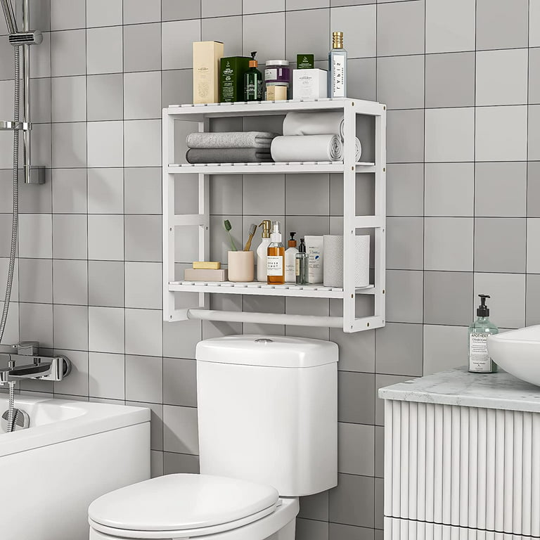 Utex 3 Tier Bathroom Shelf Wall Mounted with Towel Hooks, Bathroom Organizer Shelf Over The Toilet (Espresso)