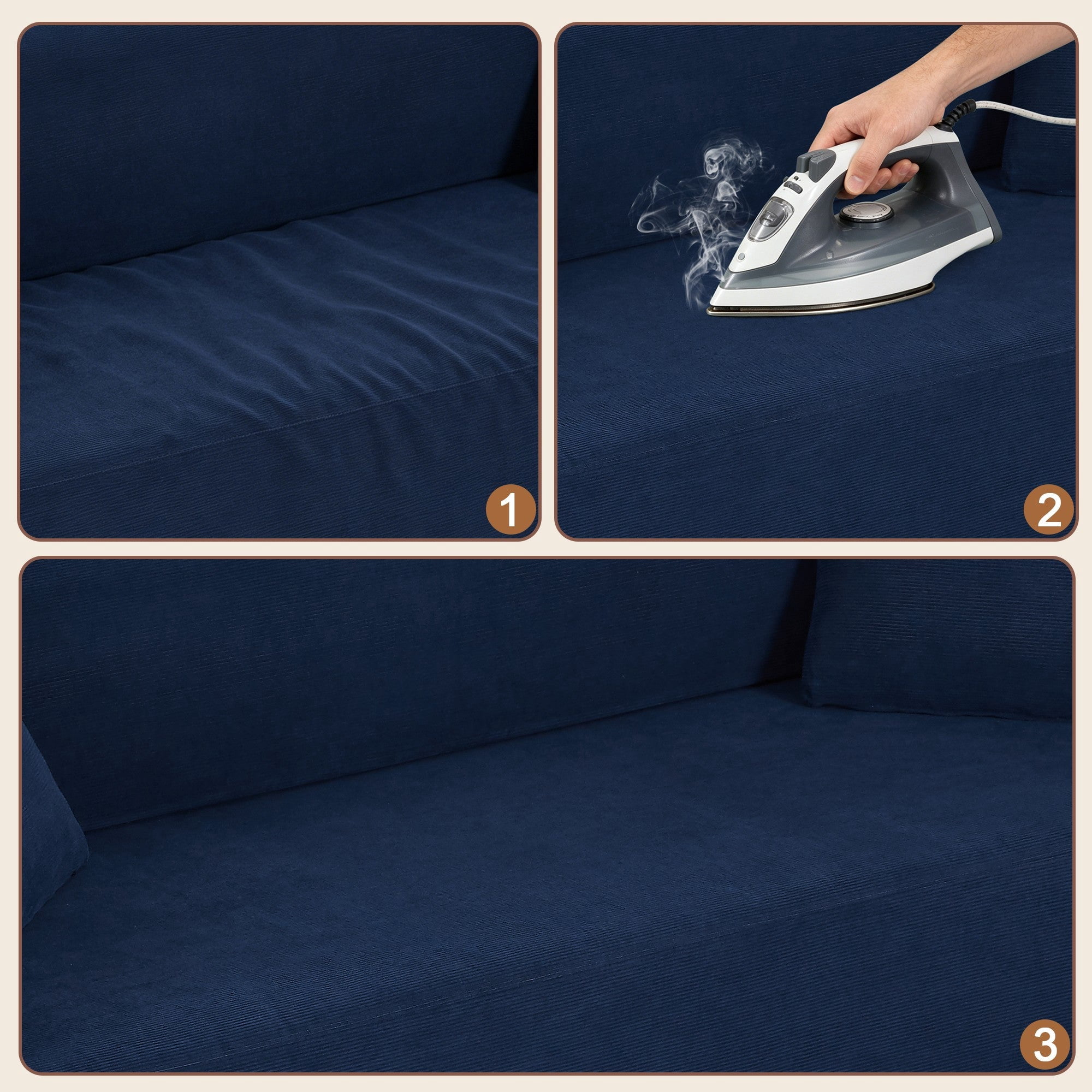 Sailvan Modern 3-Seater Corduroy Sofa,No Assembly Cloud Couch for Small Living Rooms,Apartments and Offices,Plush Boneless Seating Blue