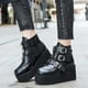 thumbnail image 2 of EeaseMX 1 par de botas cortas de tubo para mujer, botas de tacón grueso, botas retro de punta redonda para mujer, 2 of 8