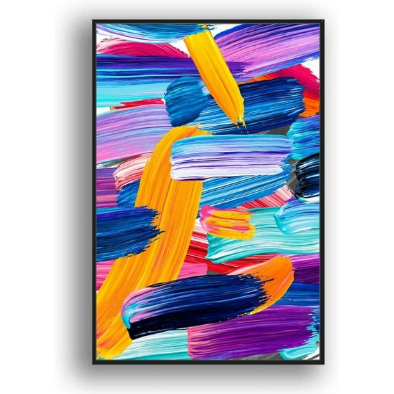 IDEA4WALL Framed Canvas Wall Art for Living Room, Bedroom Colored Brush Canvas Prints for Modern Home Decoration Ready to Hang