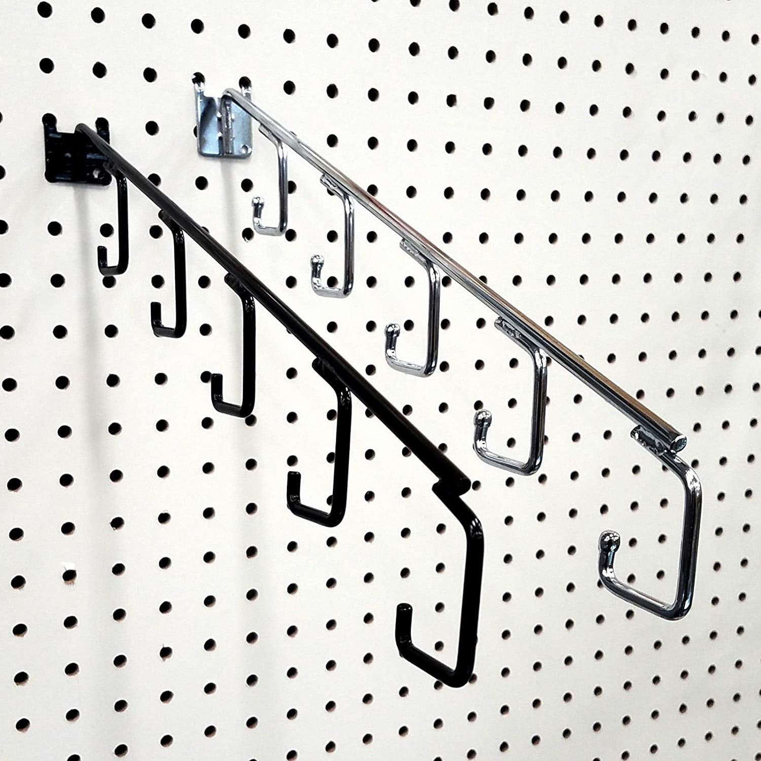 Store Display Chrome Waterfall 5 Hook Rod Mounts Directly onto Pegboard 6 Pack 