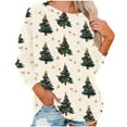 thumbnail image 5 of Festive Tops for Women Christmas Outfits Long Sleeve Crewneck Sweatshirt Lightweight Graphic Pullover Holiday Shirt (M, Beige), 5 of 5