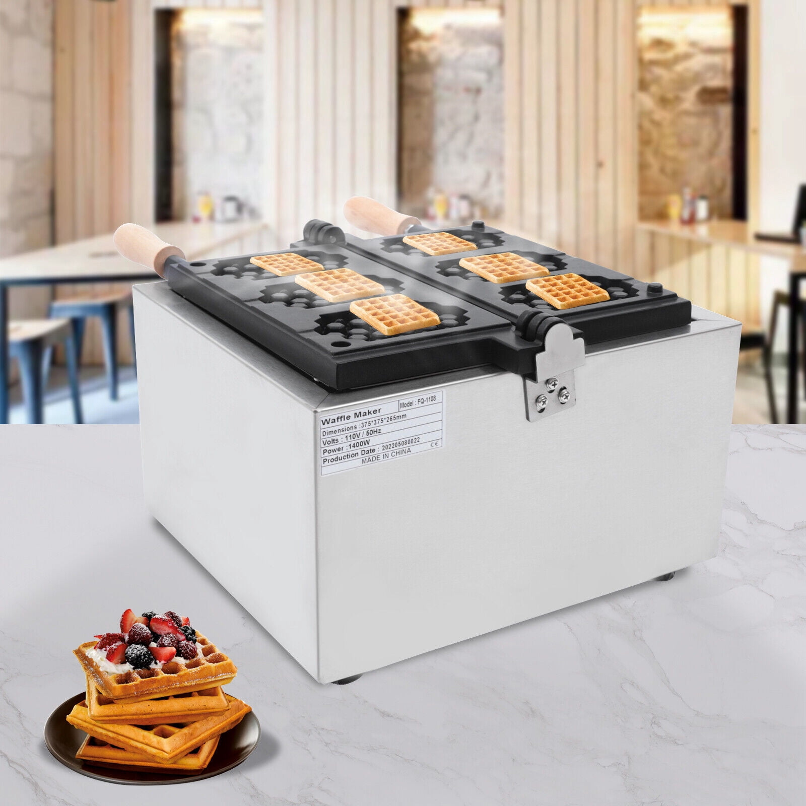 Honeycomb Shape Waffle Maker, Holding 3 Waffles Countertop Waffle Maker Baker, 1400W 14.96*16.54*16.54in Electric Waffle Maker Machine for Commercial Household
