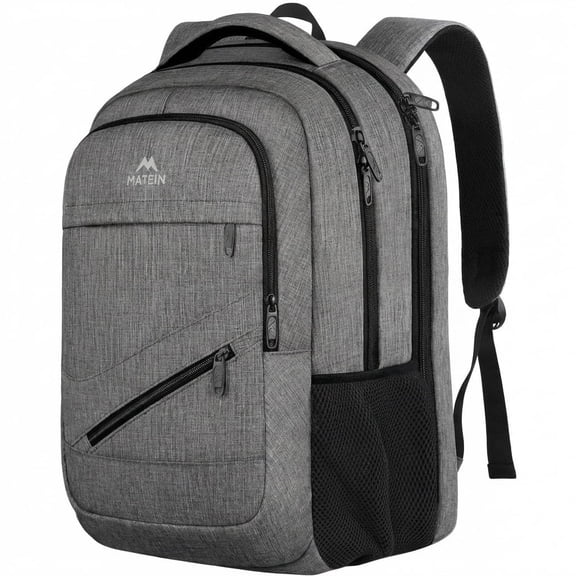 Matein Travel Backpacks for Adults, TSA Approved Carry on Work Backpack with Trolley Sleeve and Anti Theft Pocket, 30L Capacity, Gray